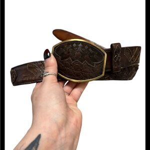 Los Altos Boots Crocodile Leather Western Cowboy Belt Size 40